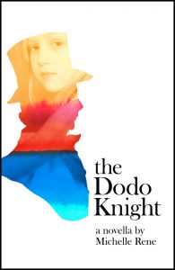 The Dodo Knight book cover, a top-hatted man's silhouette with a rainbow-washed picture of a little gir;l inside